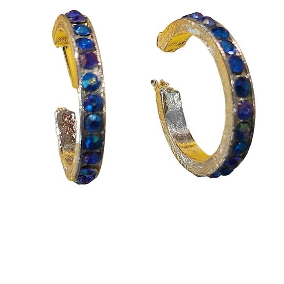 Artisan Collection Earrings Silvertone with Iridescent Blue Austrian Crystals - Picture 6 of 8